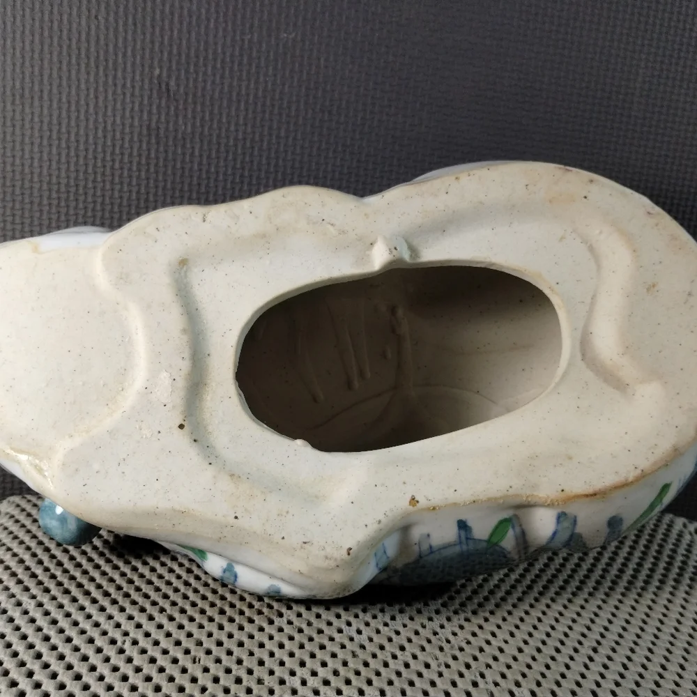 Vintage Chinese Hand Painted Porcelain Floral Sleeping Cat - Picture 10 of 11